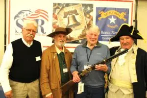 2025 11-15 Liberty Awds, BBP Henry Rifle Winner Brian Hendon, Treas. Jim McLane, David Hess, Pres. Donn Dalton.