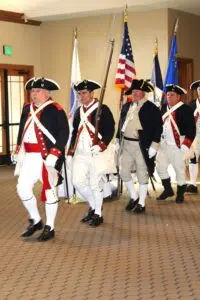2025 2-22 GWB Luncheon BBP CG L-R R. Linscott CG Cmdr, Rafael Ortiz, Donn Dalton, Jim Linscott, Jay Dickey Photo by Wendy Hammond