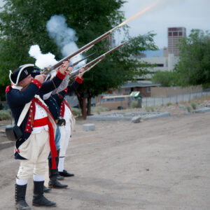 2025 5-26 MEM. DAY BBP CG Volley, Hillside Cemetery, Reno. R.Linscott, Donn Dalton, Art Salt. Photo by Dave Barnard.