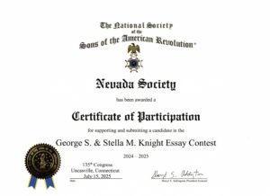 Battle Born Patriots Chapter Honored for Participation in National SAR Essay Contest